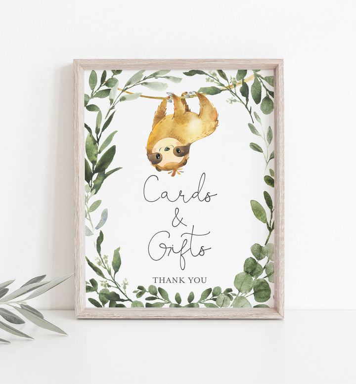 Sloth Baby Shower Cards and Gifts Sign Printable