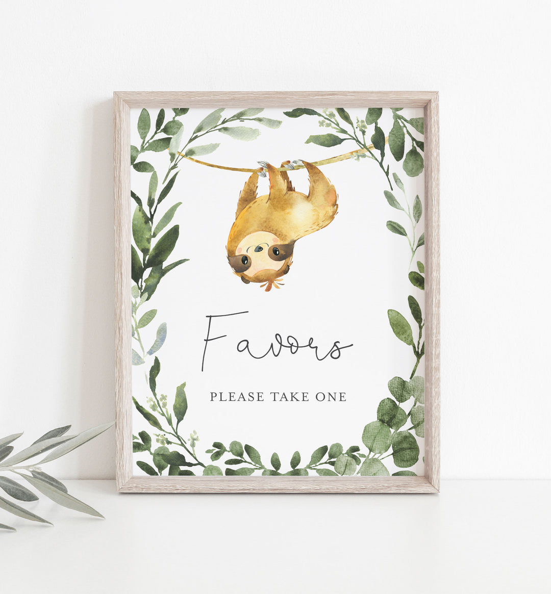 Sloth Baby Shower Favours Sign Printable