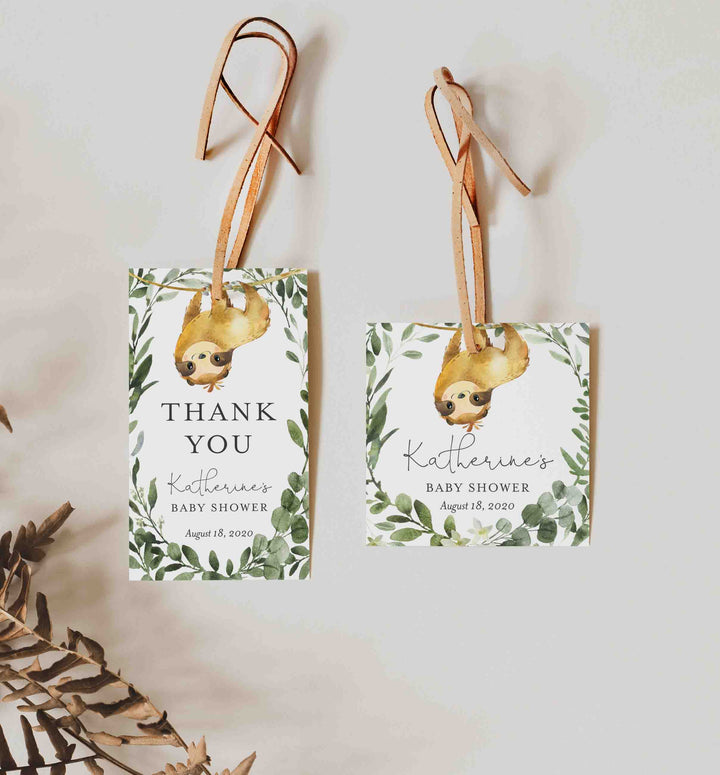 Sloth Baby Shower Favour Tag Printable