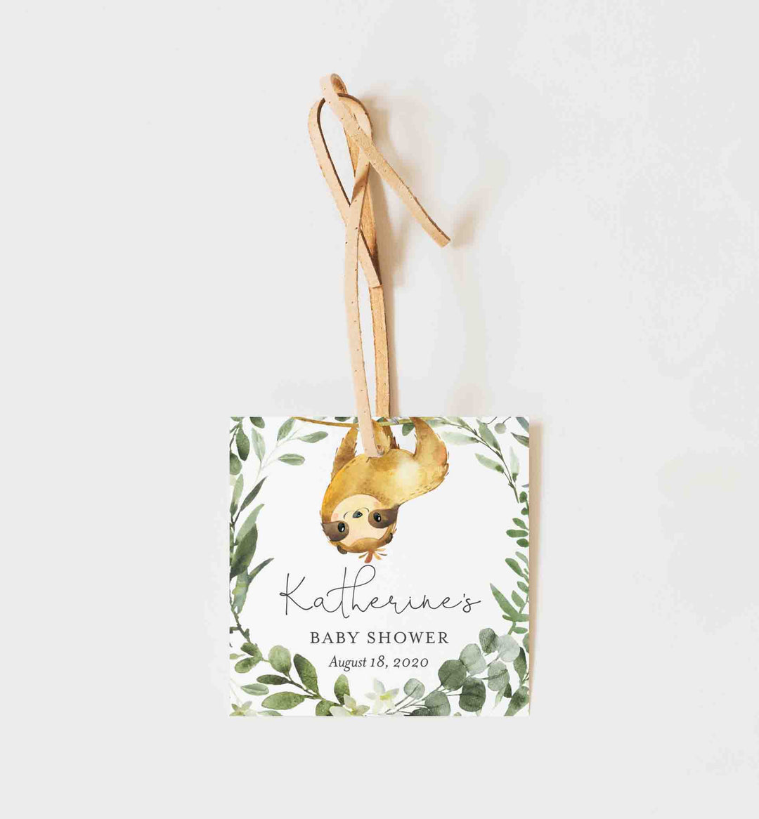 Sloth Baby Shower Favour Tag Printable