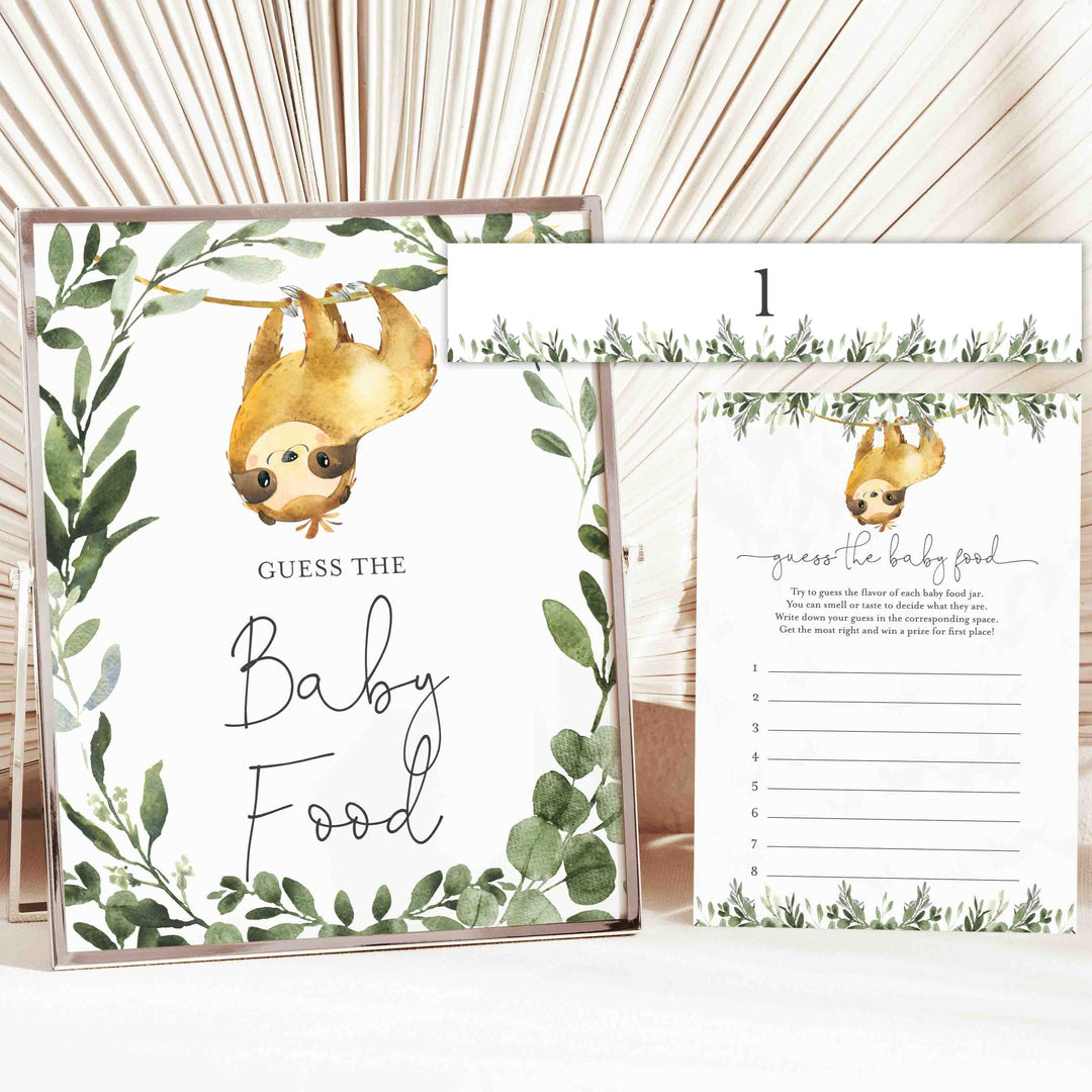 Sloth Baby Shower Guess The Baby Food Game Printable