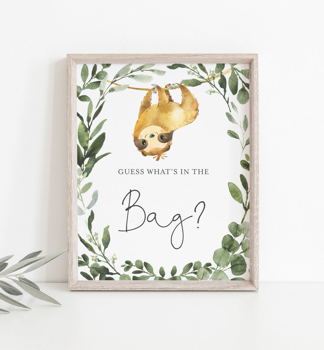Sloth Baby Shower Guess What's In The Bag Game Printable