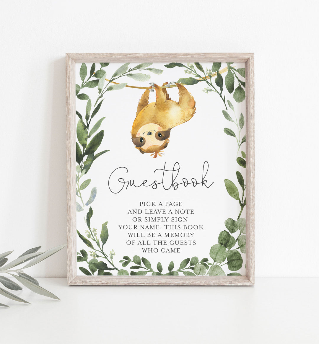 Sloth Baby Shower Guestbook Sign Printable