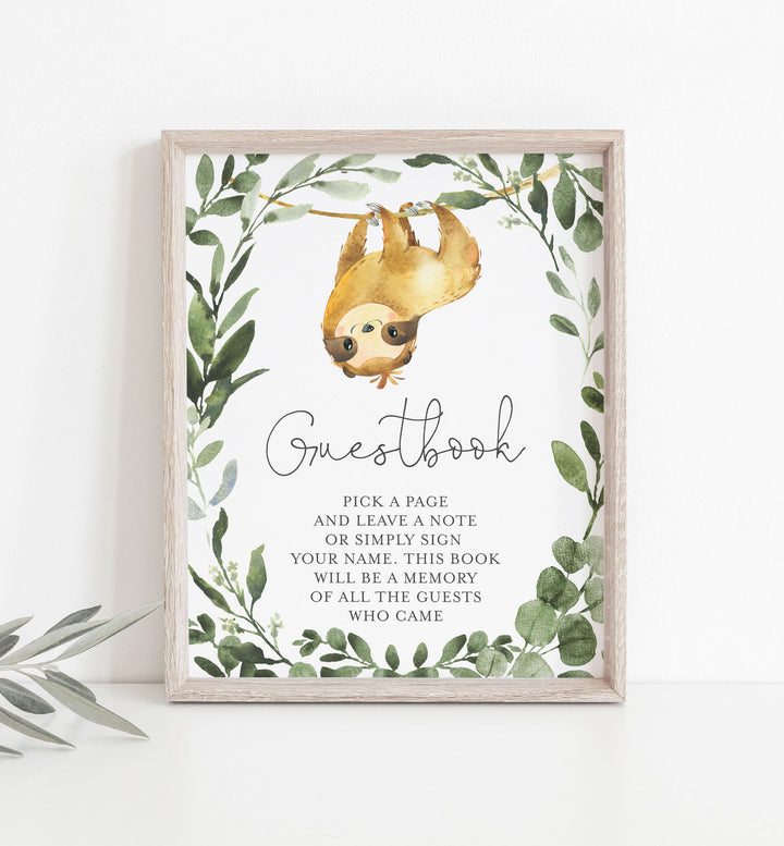 Sloth Baby Shower Guestbook Sign Printable