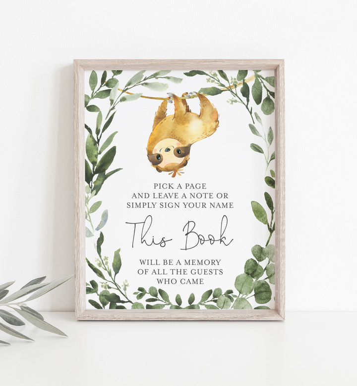 Sloth Baby Shower Guestbook Sign Printable