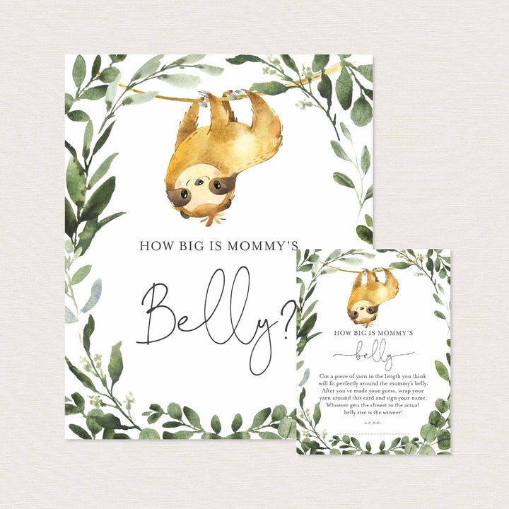 Sloth Baby Shower How Big Is Mummy's Belly Game Printable