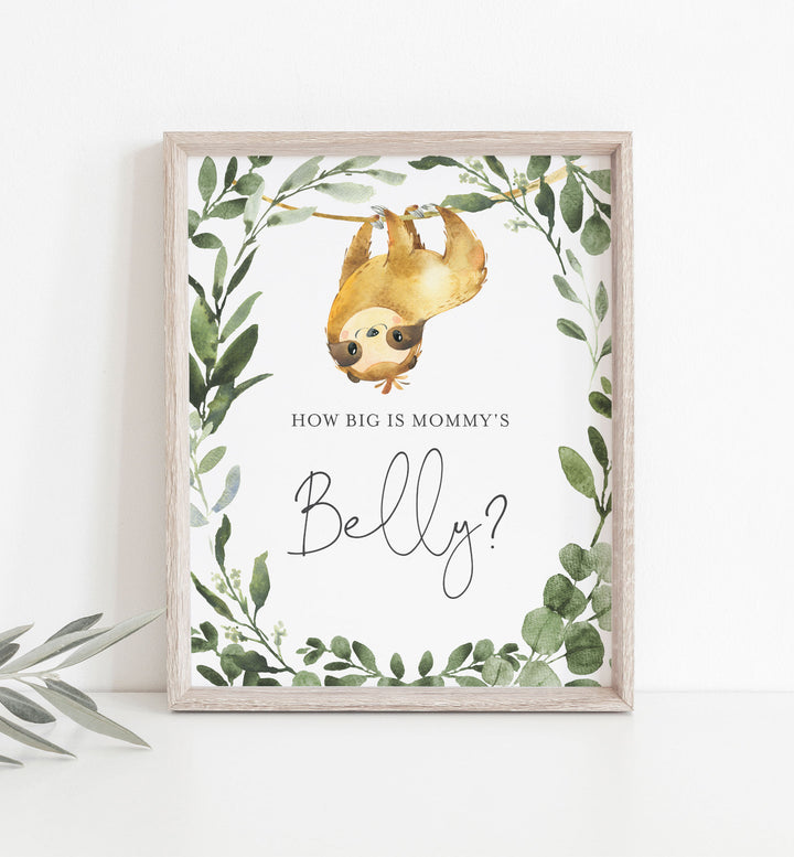 Sloth Baby Shower How Big Is Mummy's Belly Game Printable