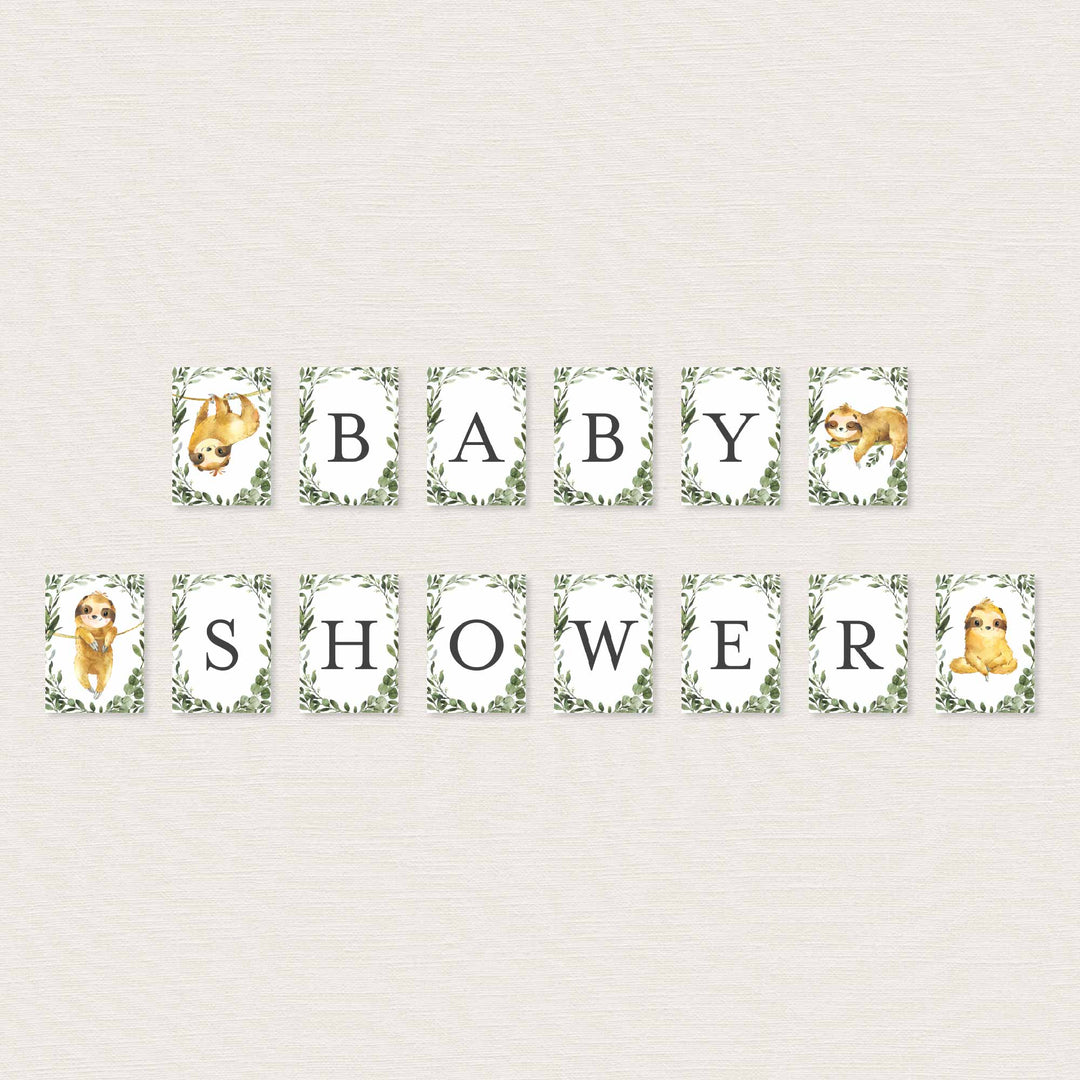 Sloth Baby Shower Party Banner Printable