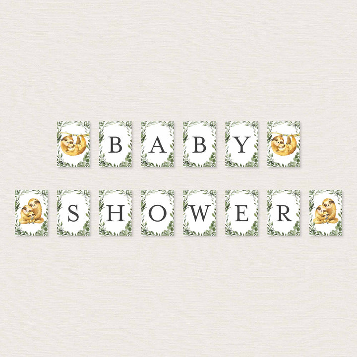 Sloth Baby Shower Party Banner Printable