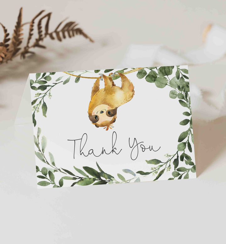 Sloth Baby Shower Thank You Card Printable