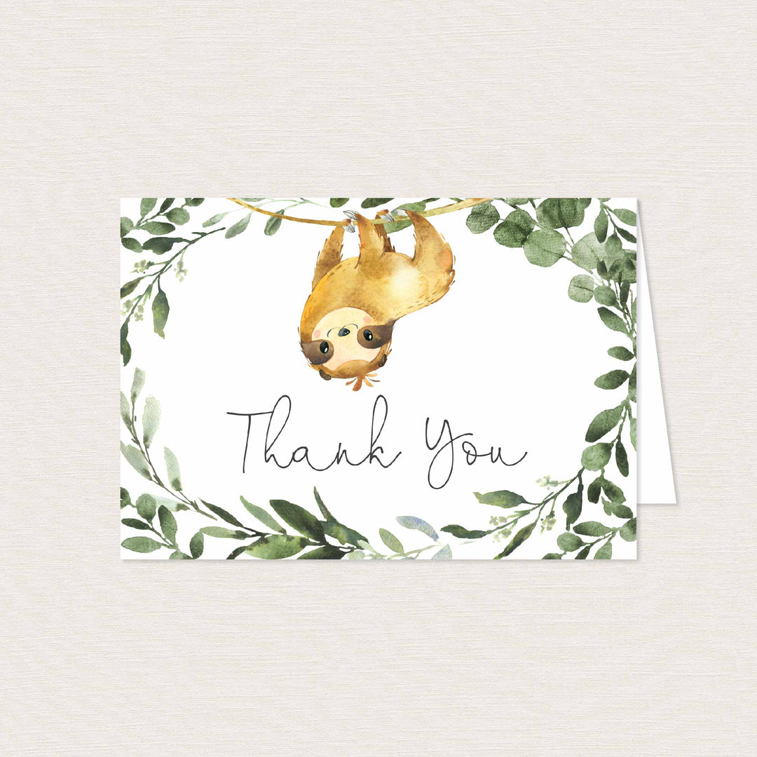 Sloth Baby Shower Thank You Card Printable