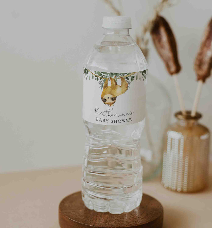Sloth Baby Shower Water Bottle Label Printable