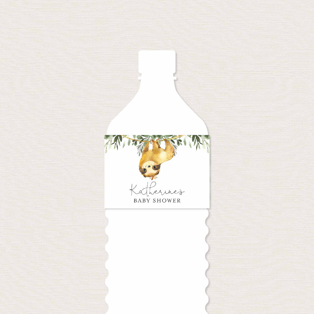 Sloth Baby Shower Water Bottle Label Printable
