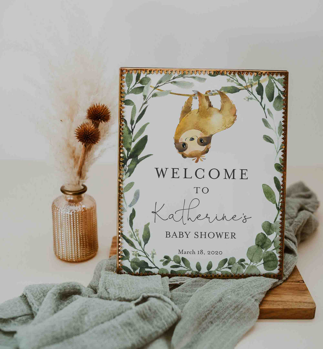 Sloth Baby Shower Welcome Sign Printable