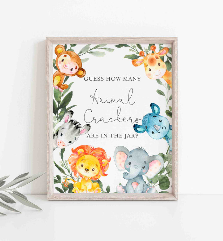 Jungle Animals Baby Shower Guess How Many Animal Crackers Game Printable