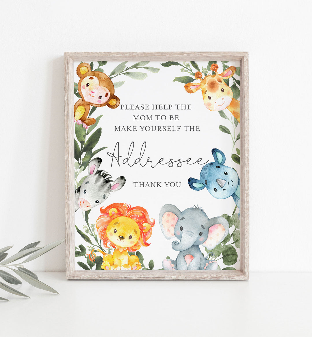 Jungle Animals Baby Shower Address An Envelope Sign Printable