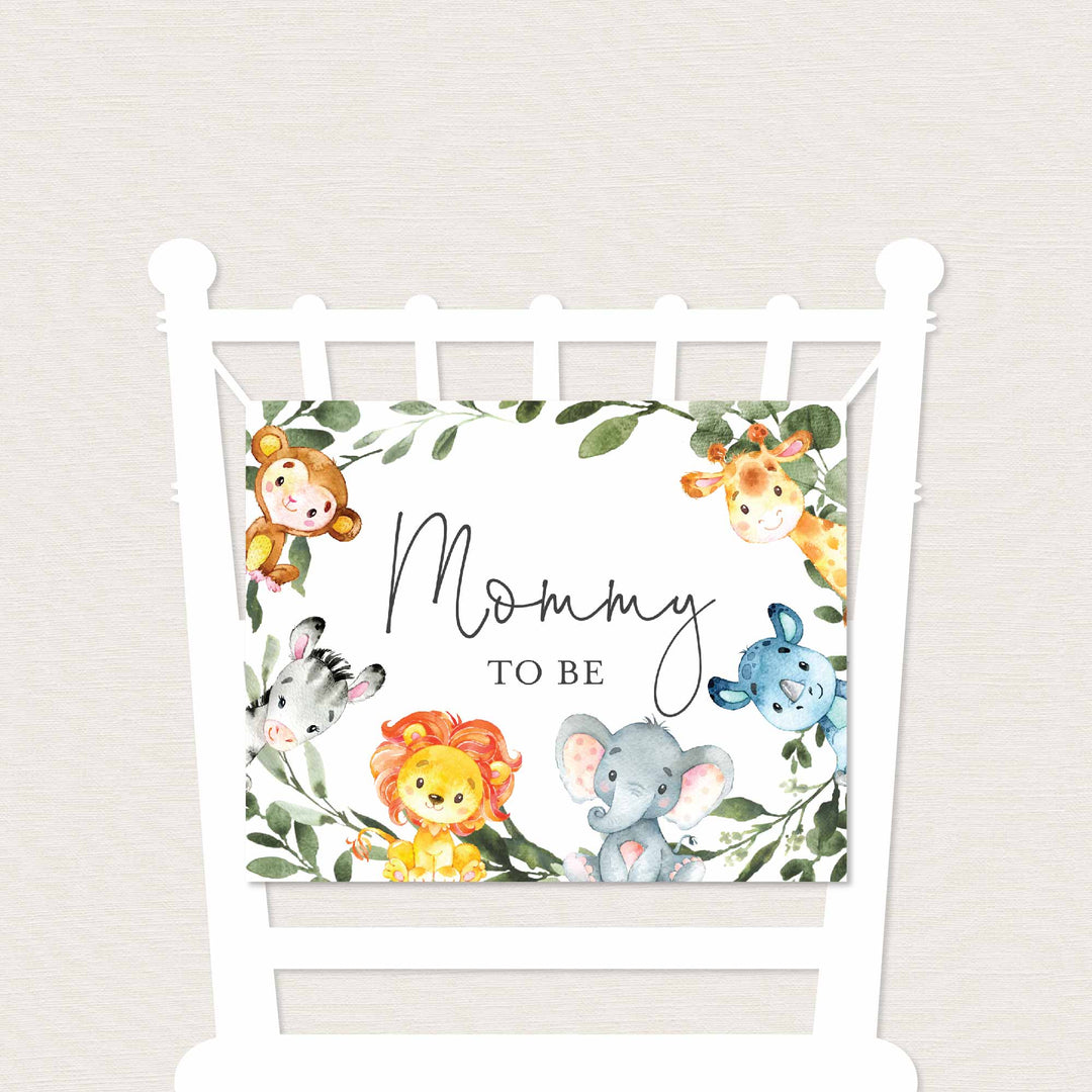 Jungle Animals Mummy and Daddy To Be Chair Sign Printable