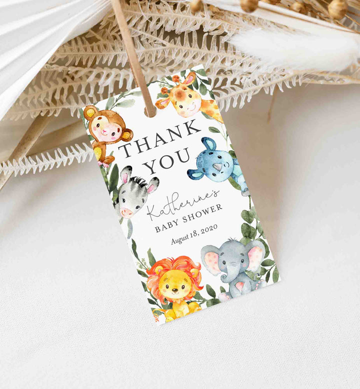 Jungle Animals Baby Shower Favour Tag Printable