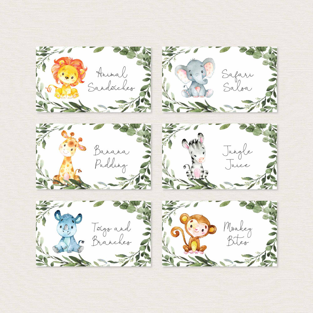 Jungle Animals Baby Shower Food Labels Printable