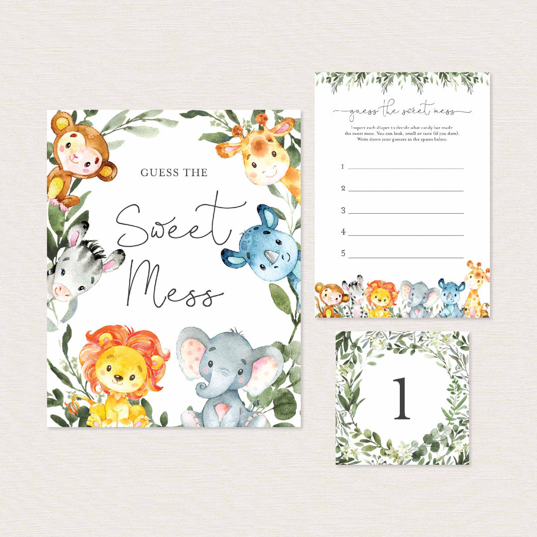 Jungle Animals Baby Shower Guess The Sweet Mess Game Printable
