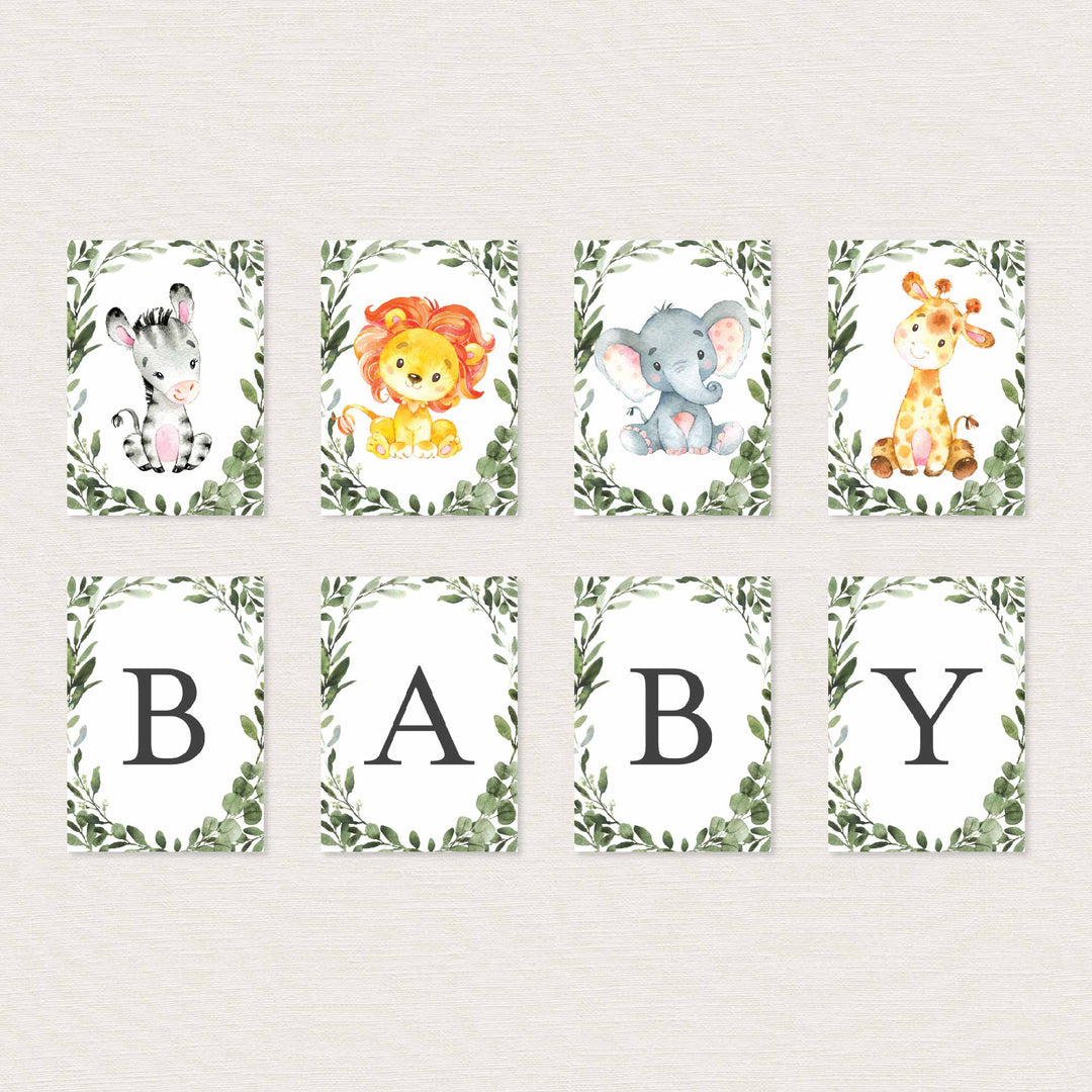 Jungle Animals Baby Shower Party Banner Printable