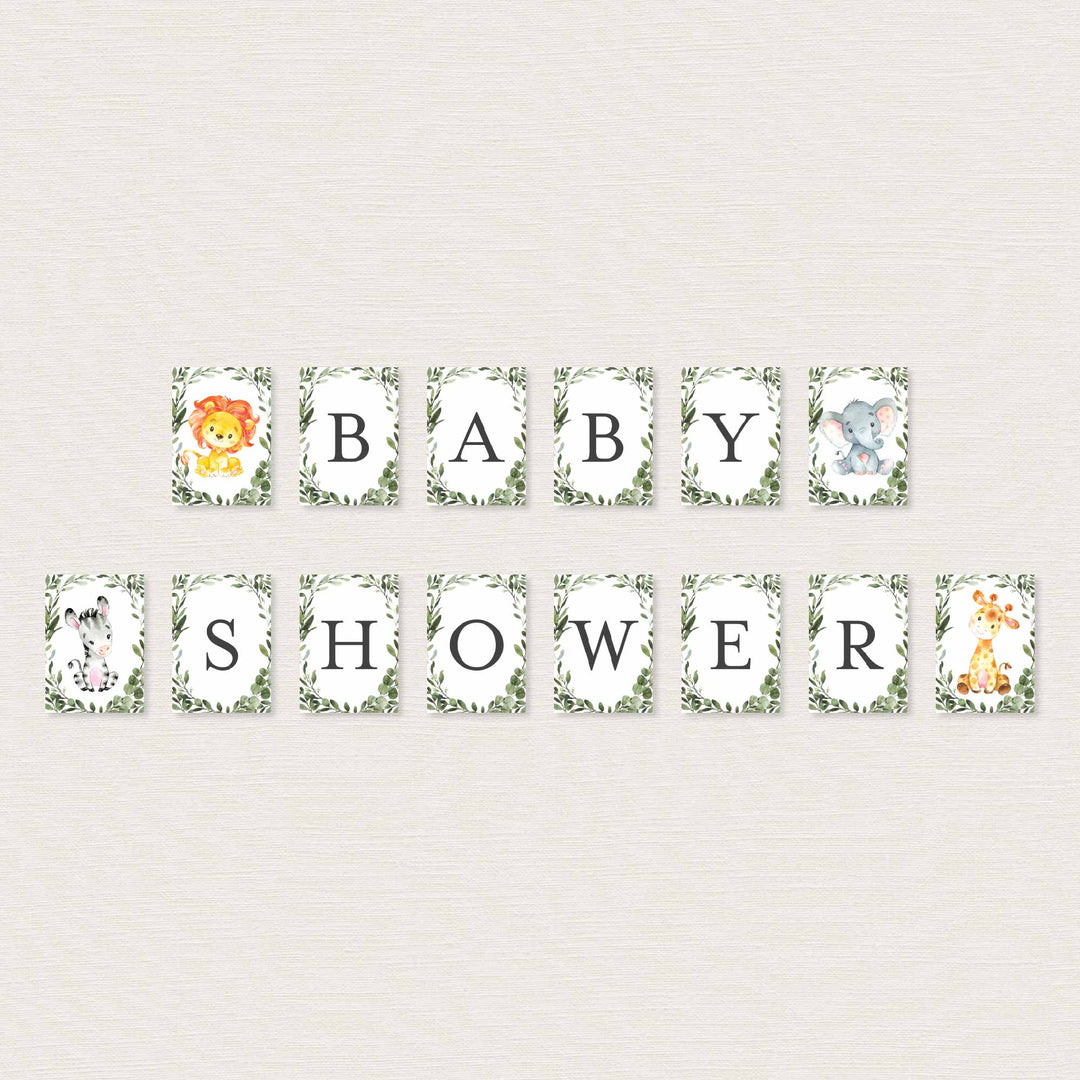 Jungle Animals Baby Shower Party Banner Printable