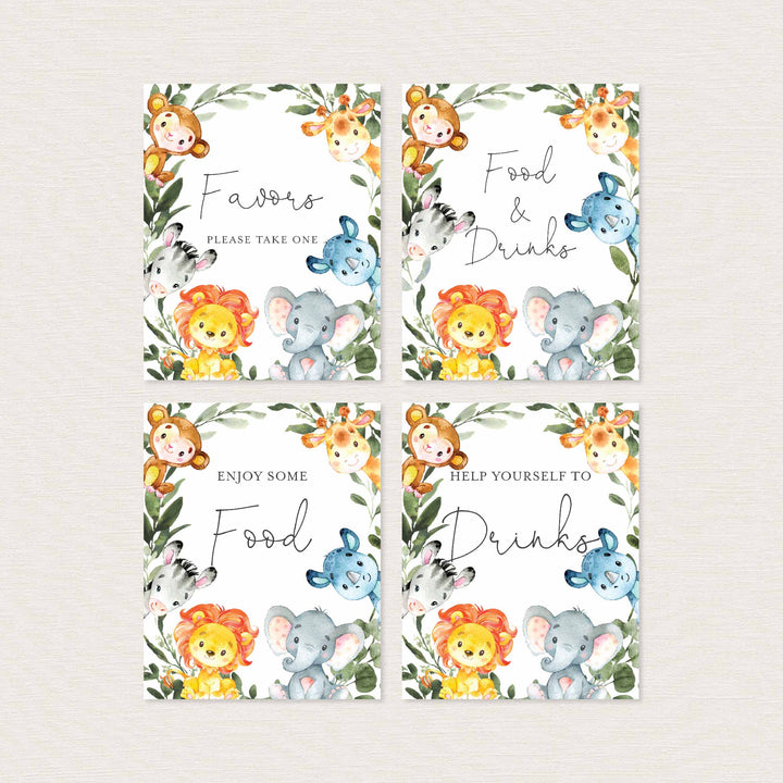 Jungle Animals Baby Shower Table Signs Bundle Printable