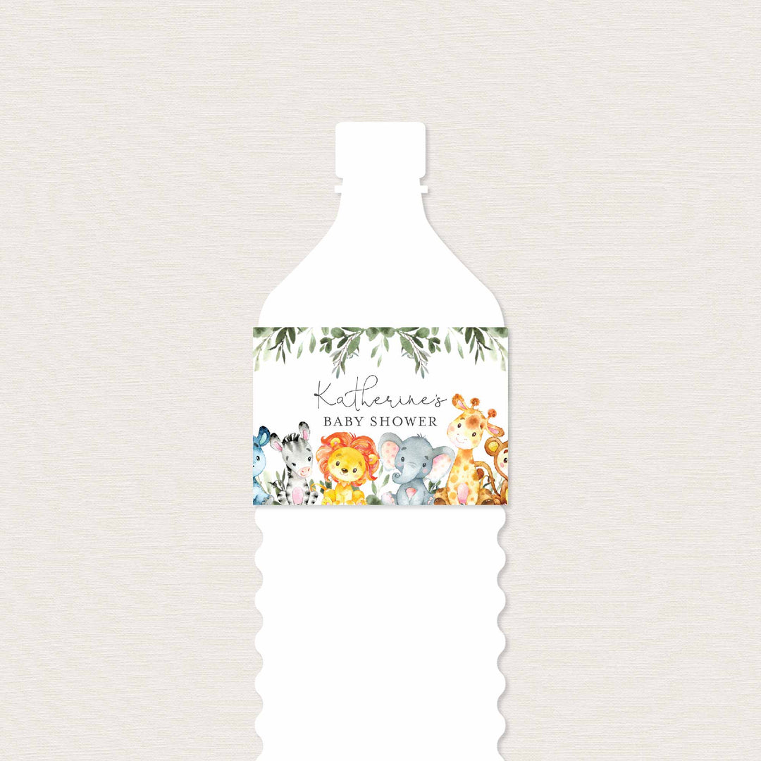 Jungle Animals Baby Shower Water Bottle Label Printable