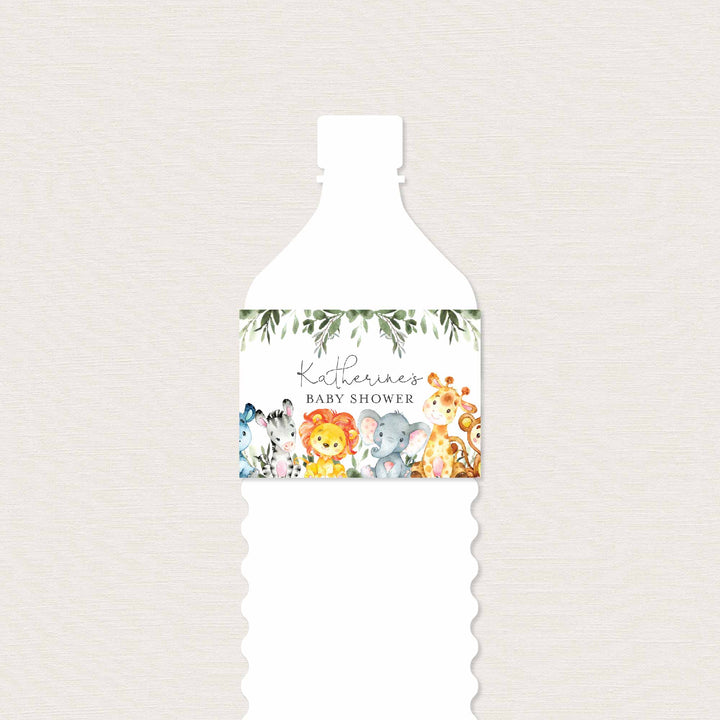 Jungle Animals Baby Shower Water Bottle Label Printable