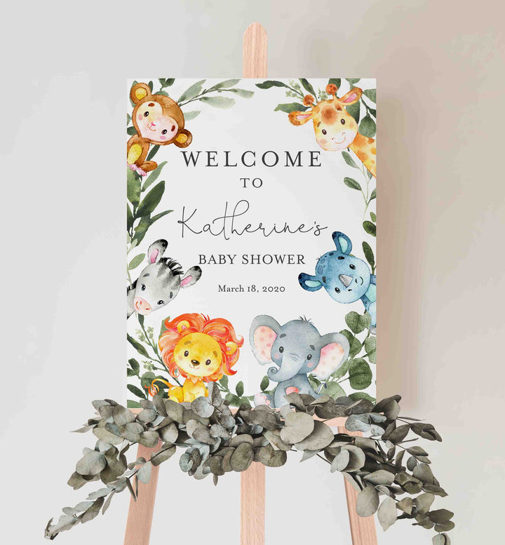 Jungle Animals Baby Shower Welcome Sign Printable