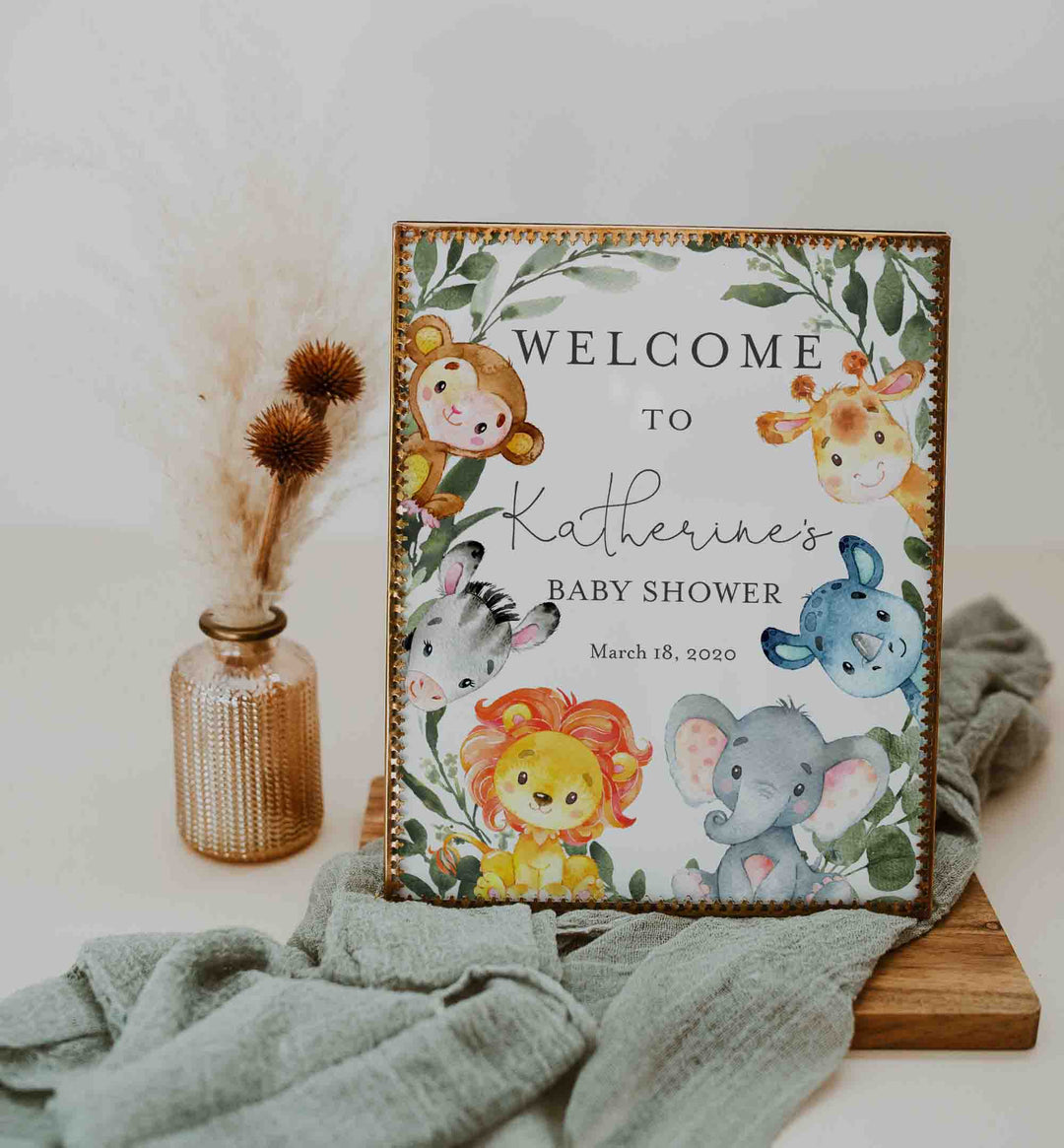 Jungle Animals Baby Shower Welcome Sign Printable