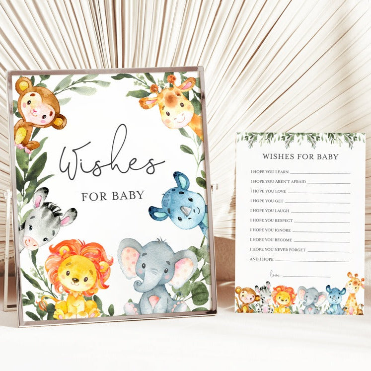 Jungle Animals Baby Shower Wishes For Baby Printable