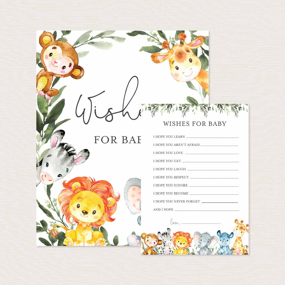 Jungle Animals Baby Shower Wishes For Baby Printable