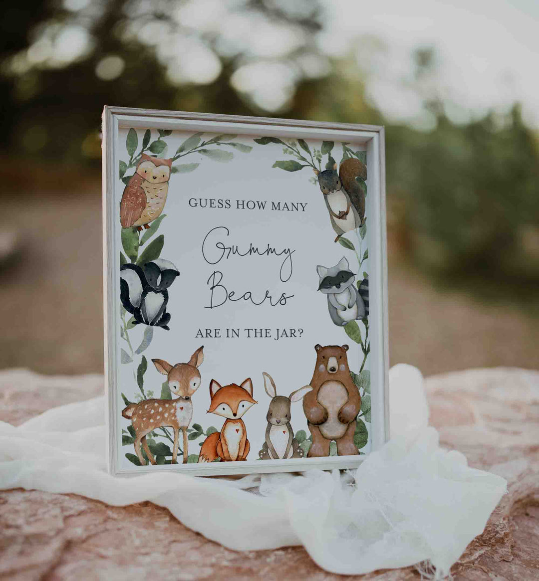 Woodland Animals Baby Shower Guess How Many Gummy Bears Game Printable