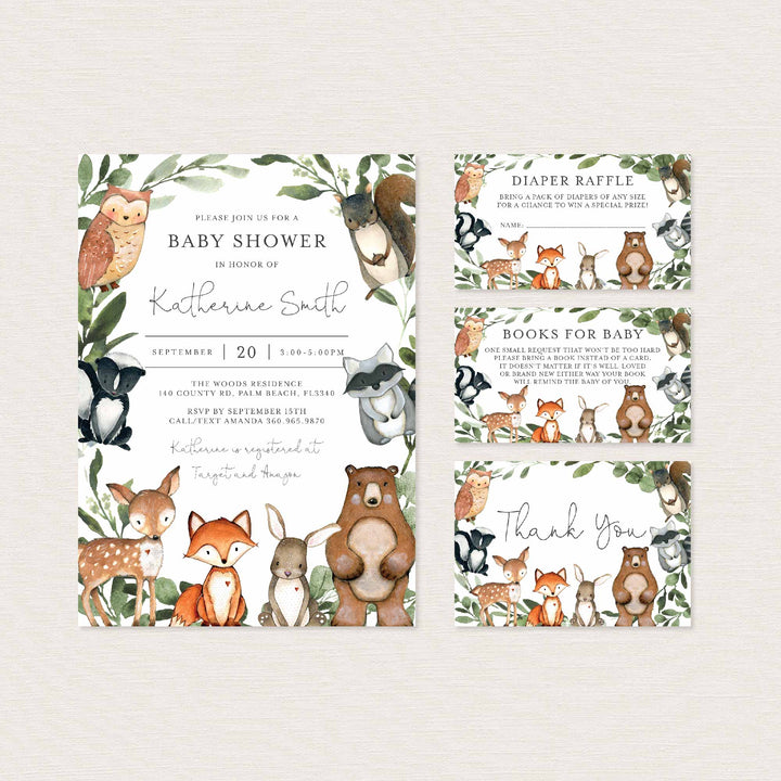 Woodland Animals Baby Shower Suite Printable