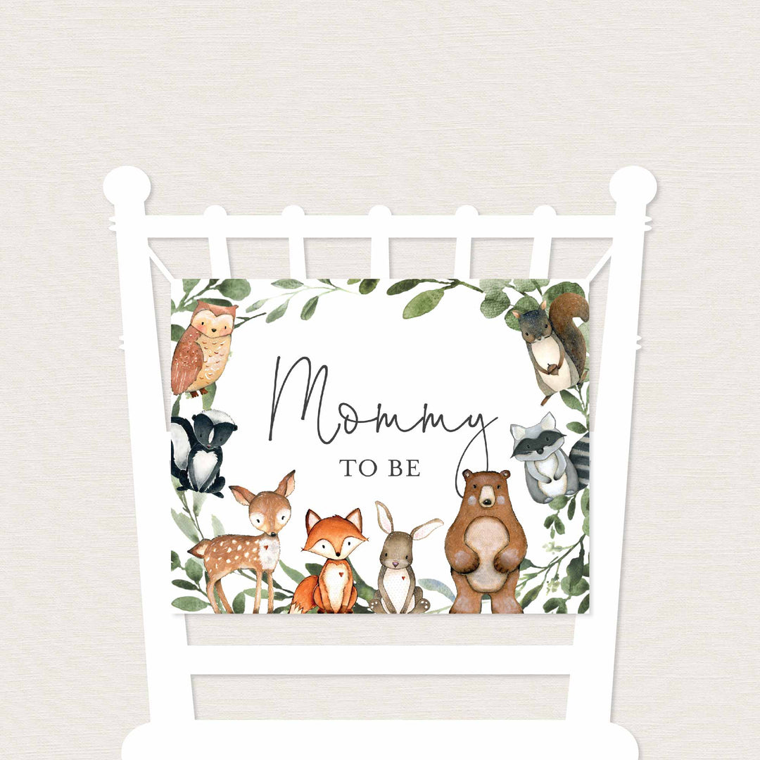 Woodland Animals Mummy and Daddy To Be Chair Sign Printable