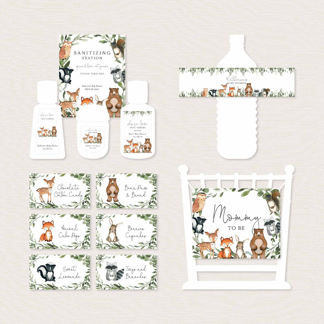 Woodland Animals Baby Shower Decorations Bundle Printable