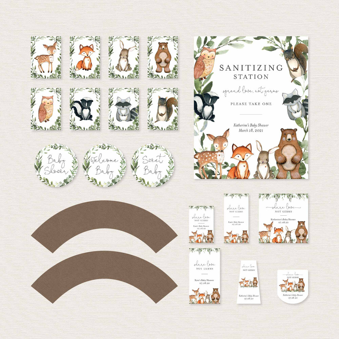 Woodland Animals Baby Shower Decorations Bundle Printable