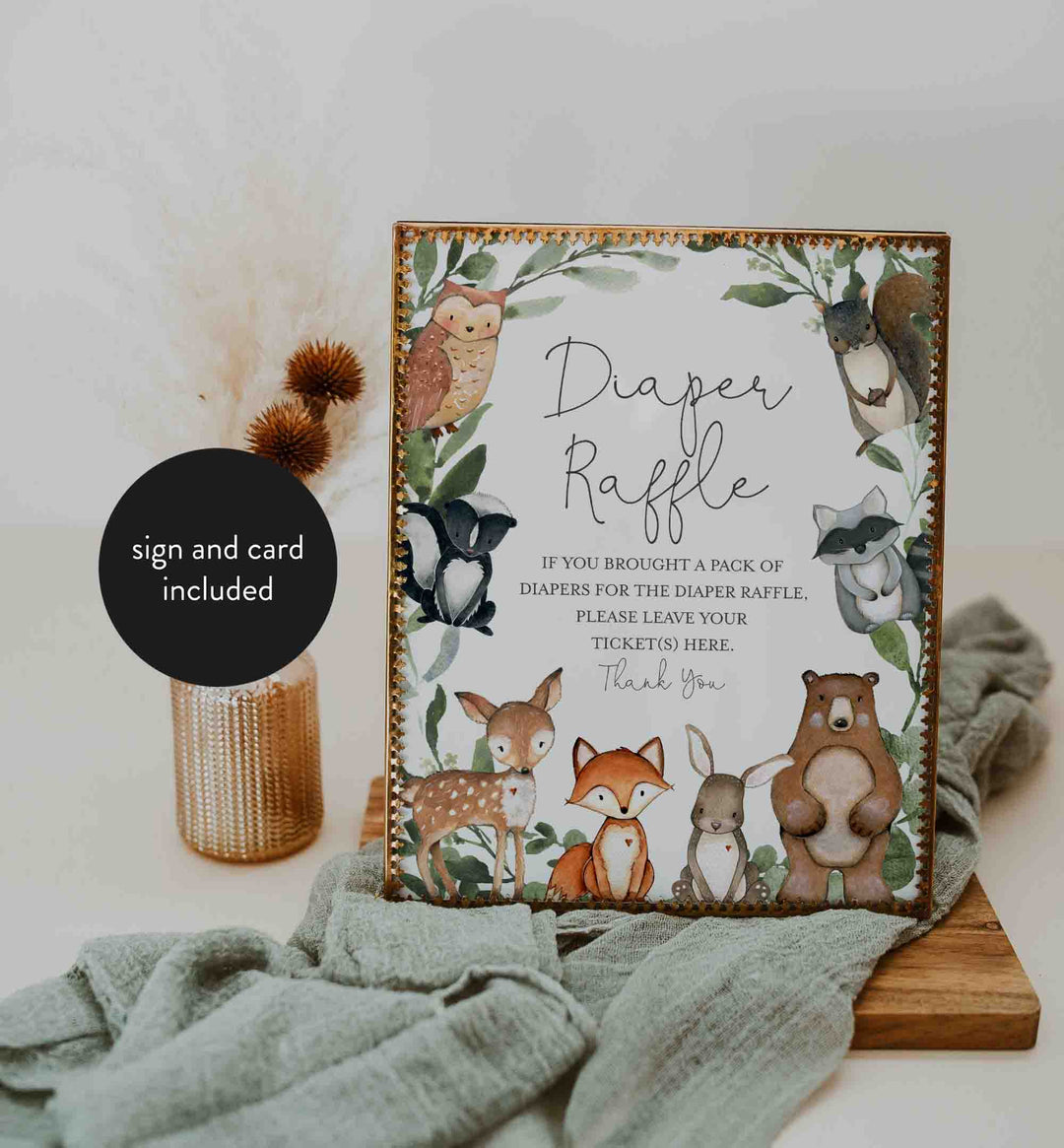 Woodland Animals Baby Shower Diaper Raffle Printable