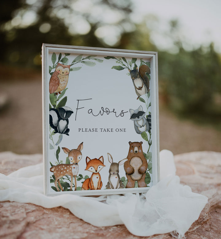 Woodland Animals Baby Shower Favours Sign Printable