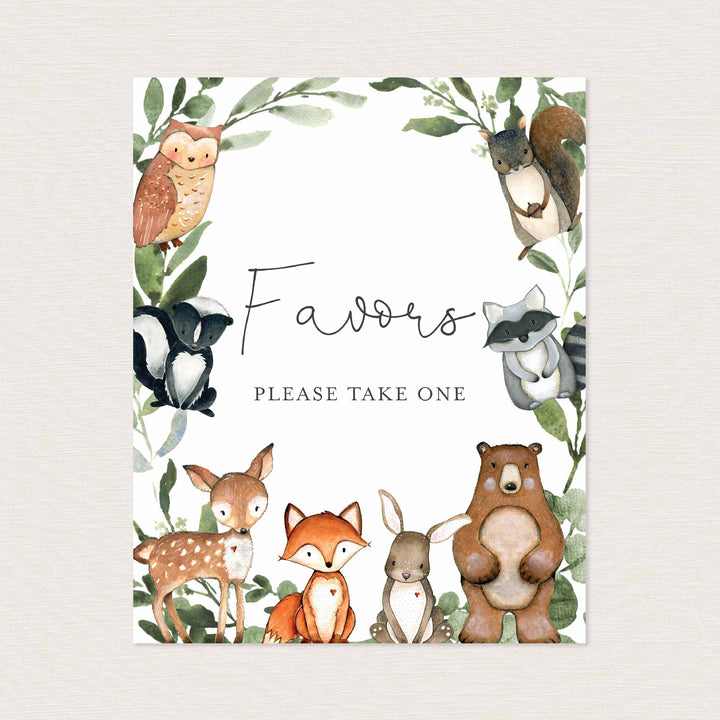 Woodland Animals Baby Shower Favours Sign Printable