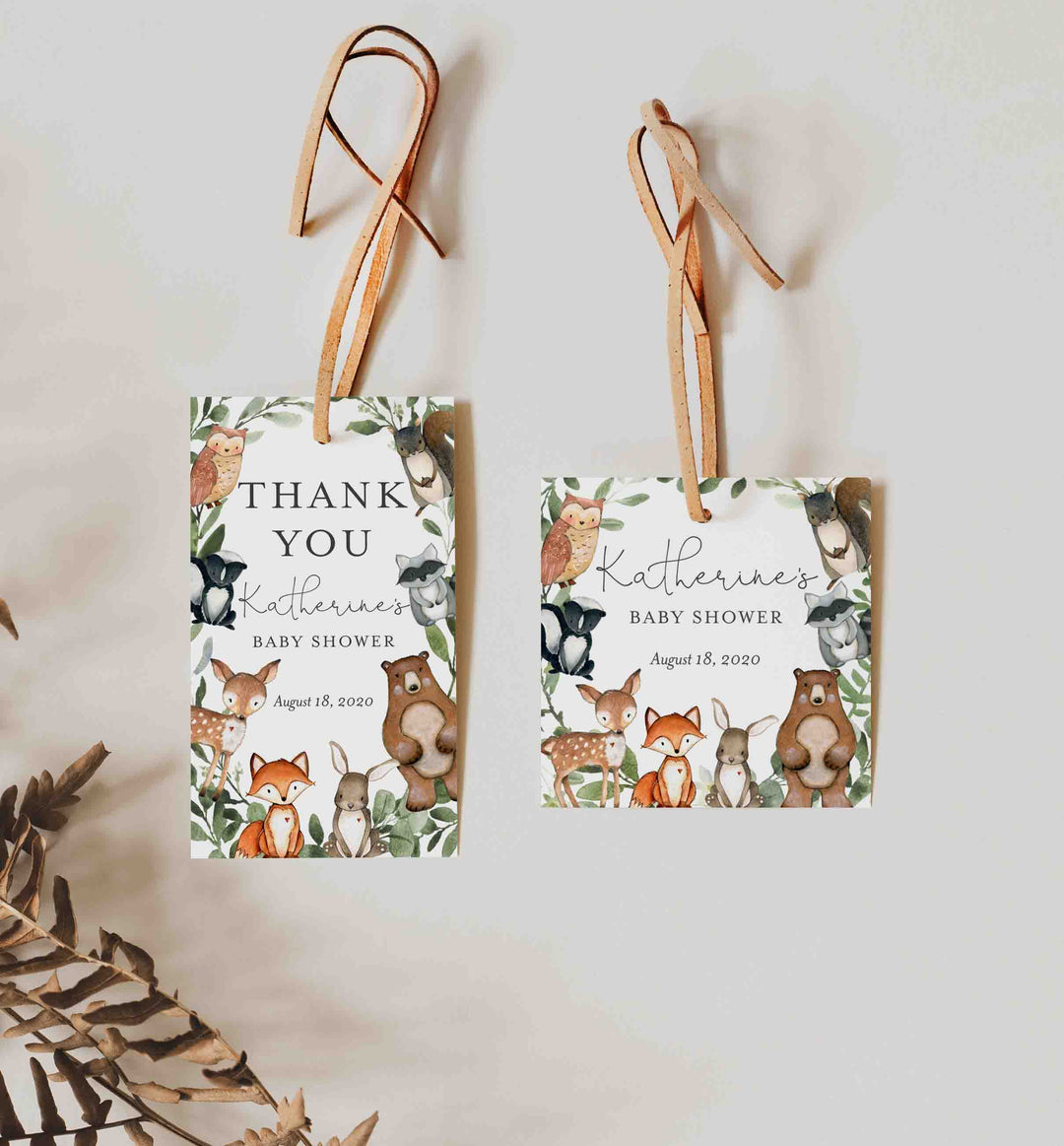 Woodland Animals Baby Shower Favour Tag Printable