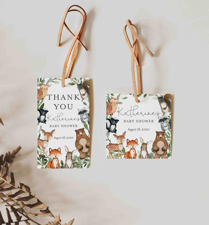 Woodland Animals Baby Shower Favour Tag Printable