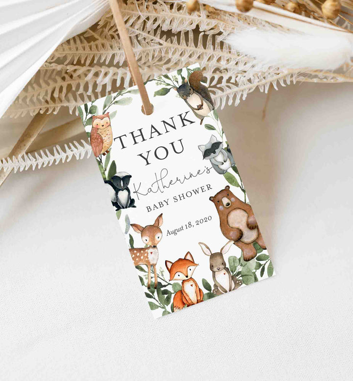 Woodland Animals Baby Shower Favour Tag Printable