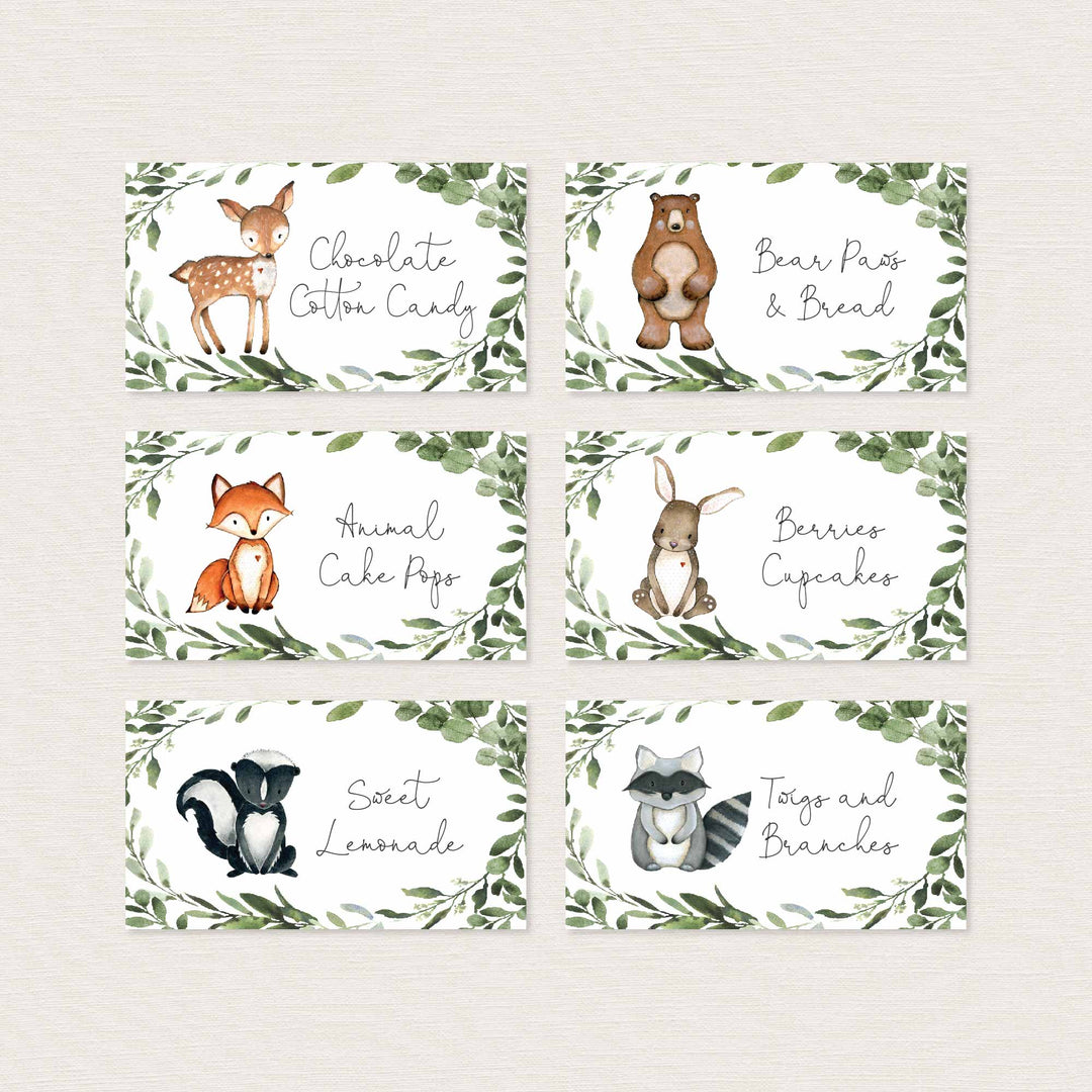 Woodland Animals Baby Shower Food Labels Printable