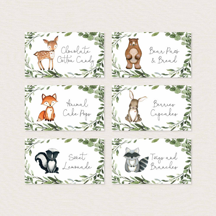 Woodland Animals Baby Shower Food Labels Printable