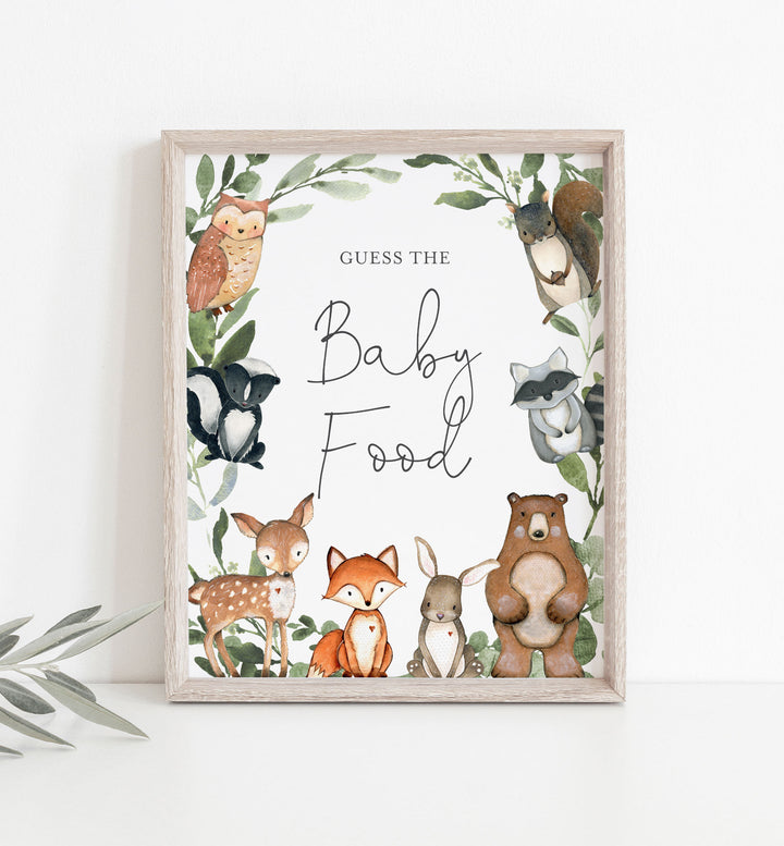 Woodland Animals Baby Shower Guess The Baby Food Game Printable