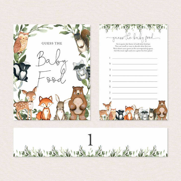 Woodland Animals Baby Shower Guess The Baby Food Game Printable