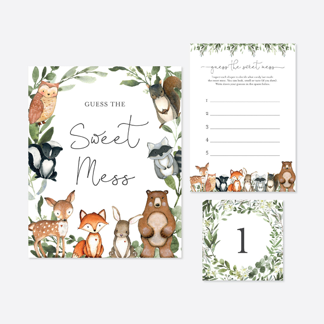 Woodland Animals Baby Shower Guess The Sweet Mess Game
