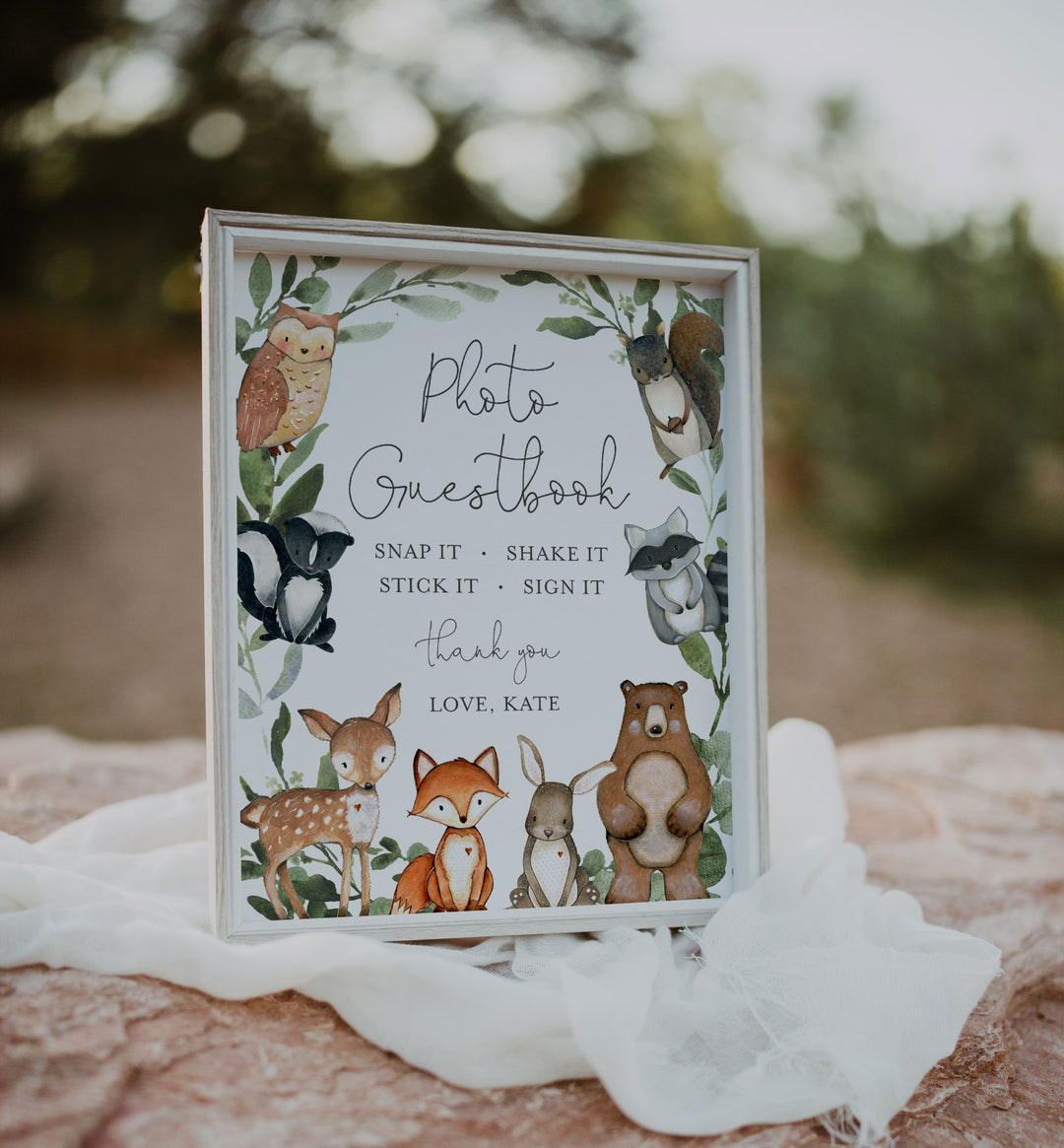 Woodland Animals Baby Shower Guestbook Sign